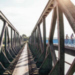 Ruhrtalradweg bei Bochum: Blick auf Brücke beim Eisenbahnmuseum