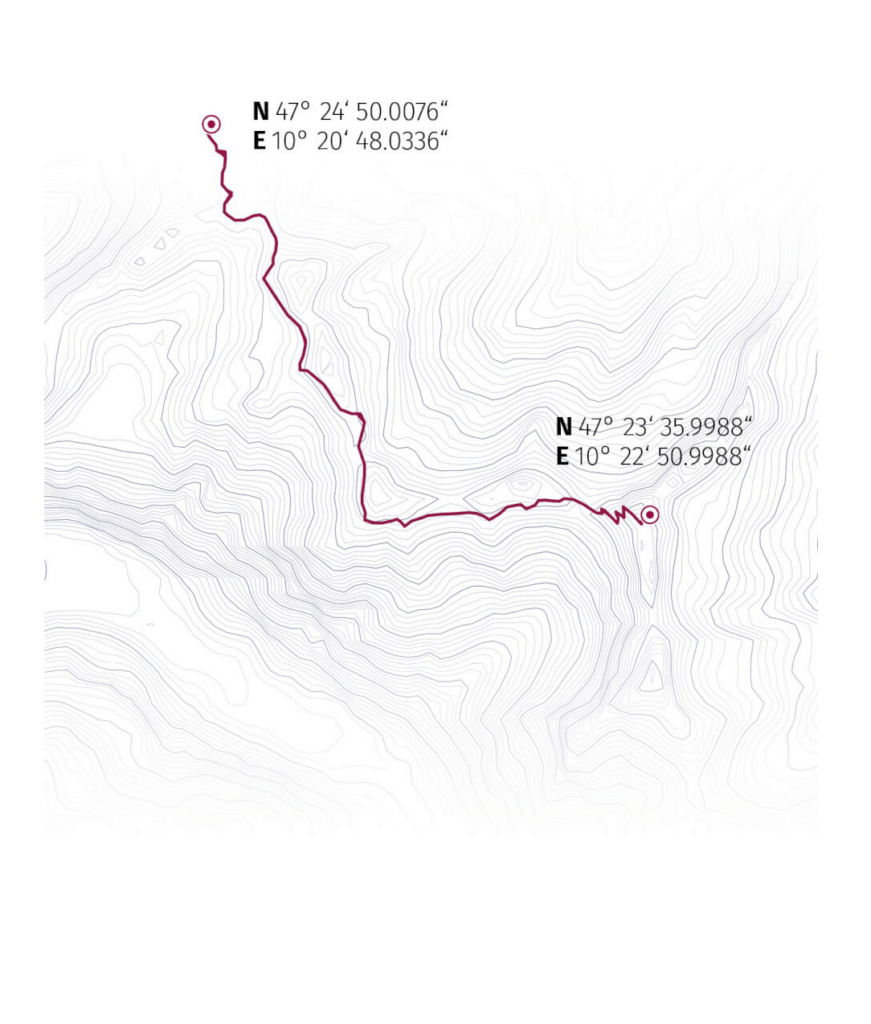 Eine Darstellung einer GPX-Datei. Es stellt einen Wanderweg dar.