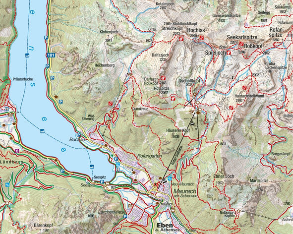Das Kartenbild der KOMPASS Wanderkarte.