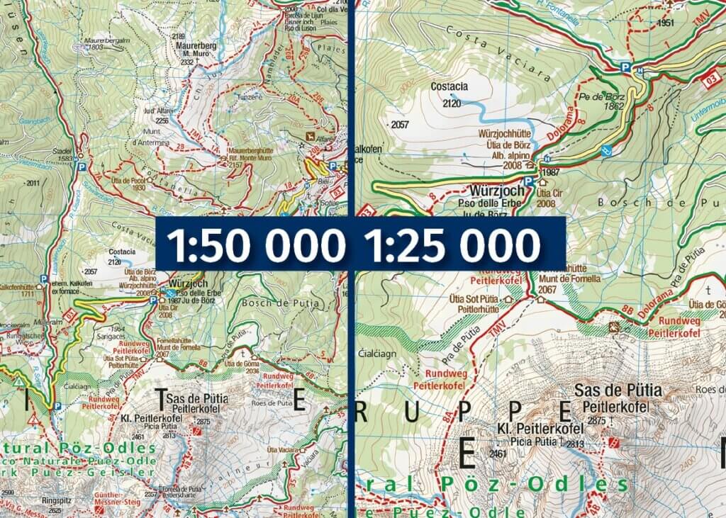 Wanderkarte Maßstab 1:50000 und 1:25000