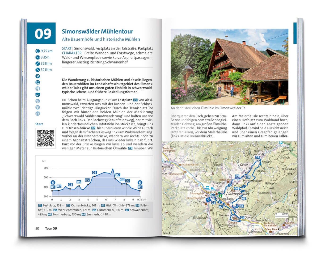 Die Innenseite eines Wanderführers.