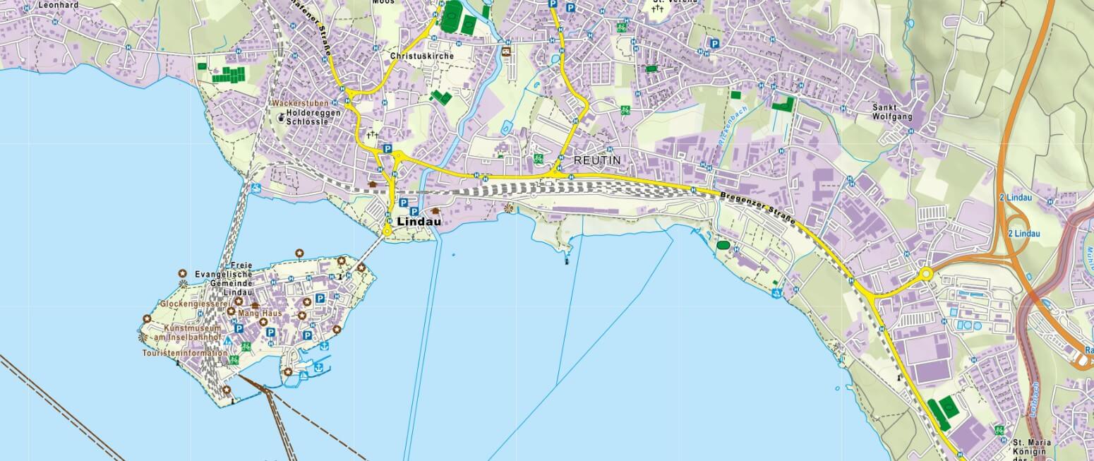 Ein Beispiel für eine OSM Karte von Lindau für die Pflege von OSM Daten