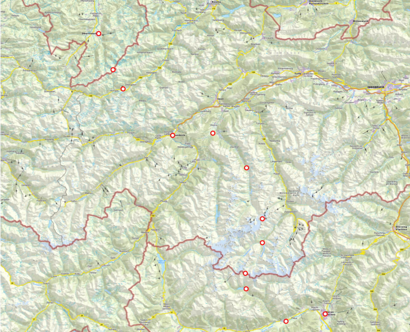 Wanderroute der E5 Tour. Eine von vielen buchbaren Touren.